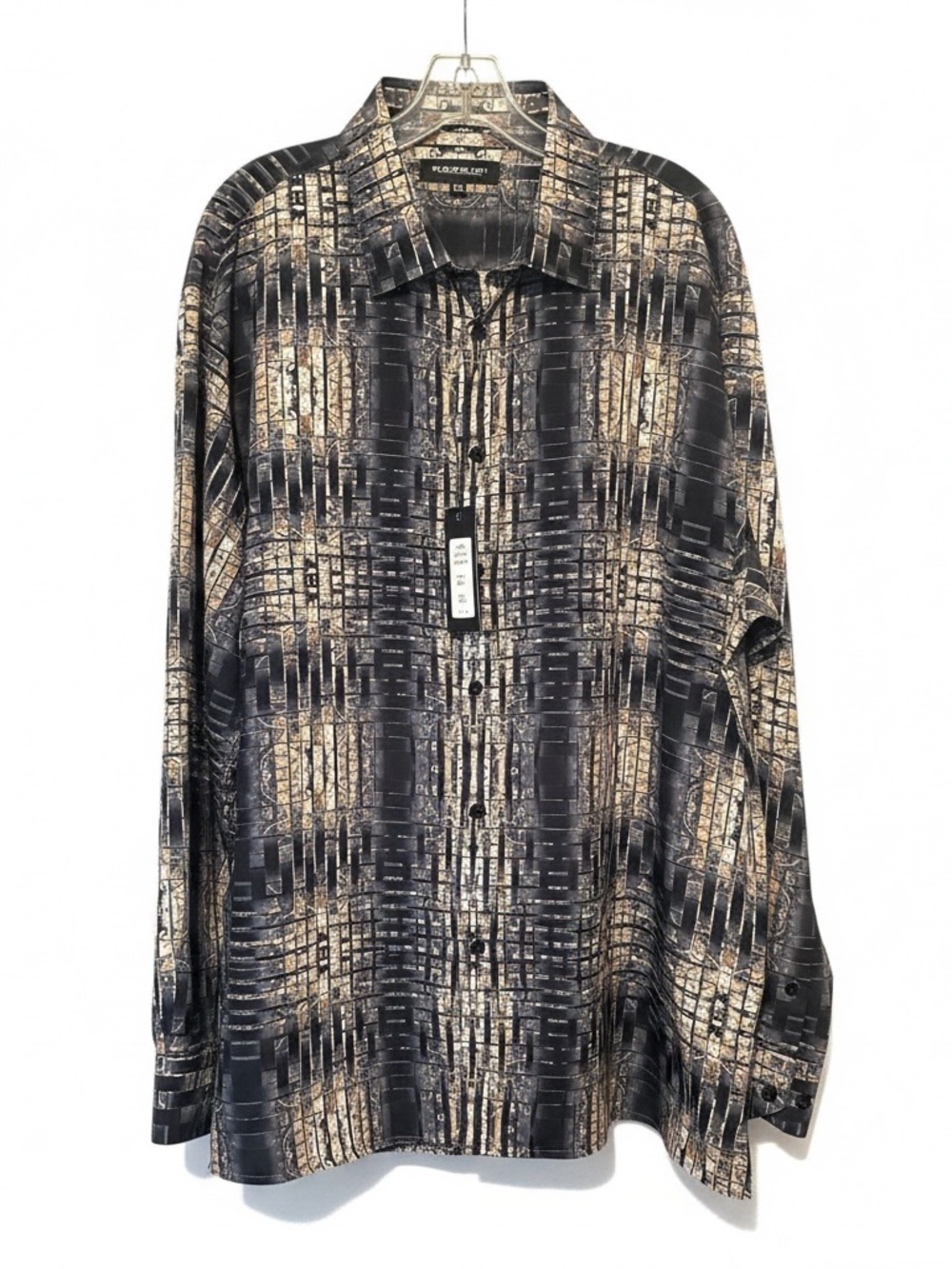 Bassiri Limited Collection Black & Tan Patterned Button-Up